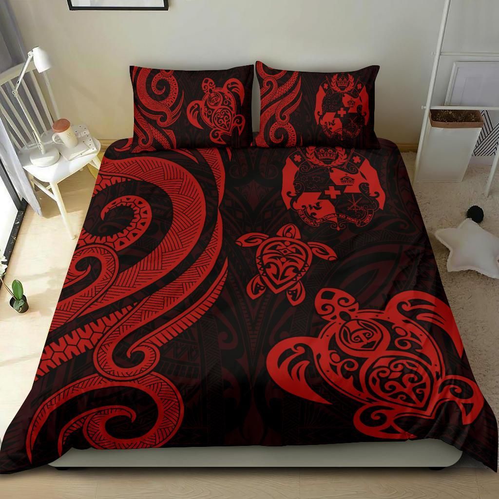 Tonga Polynesian Bedding Set - Red Tentacle Turtle