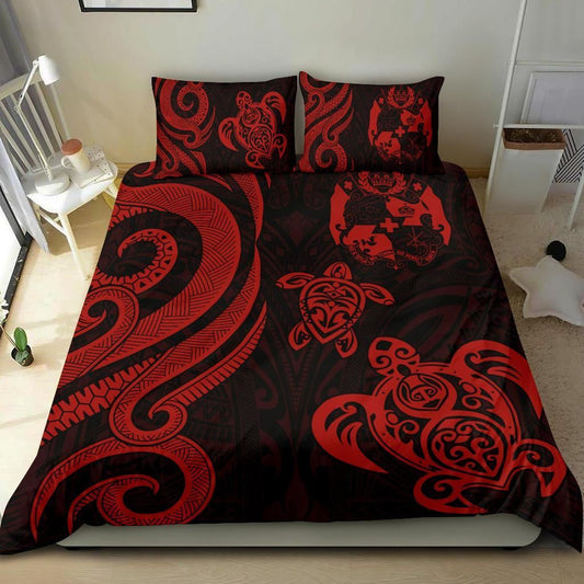 Tonga Polynesian Bedding Set - Red Tentacle Turtle