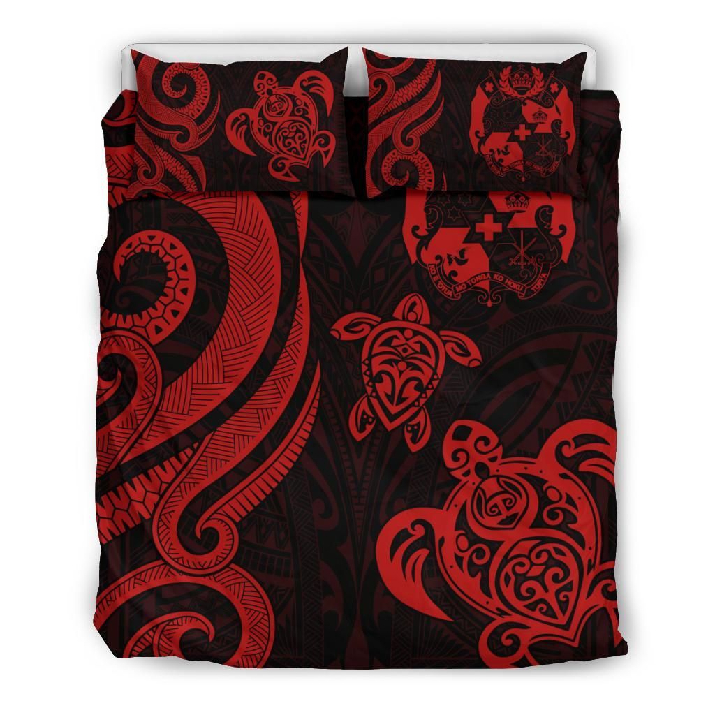 Tonga Polynesian Bedding Set - Red Tentacle Turtle