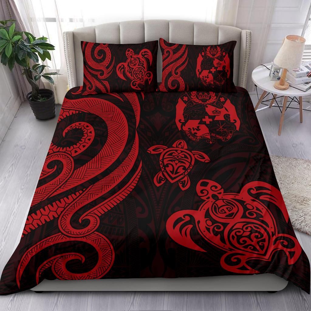 Tonga Polynesian Bedding Set - Red Tentacle Turtle