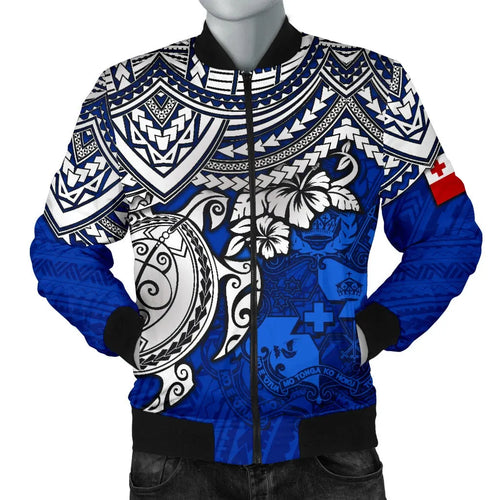 Tonga Polynesian Bomber Jacket - Blue Turtle