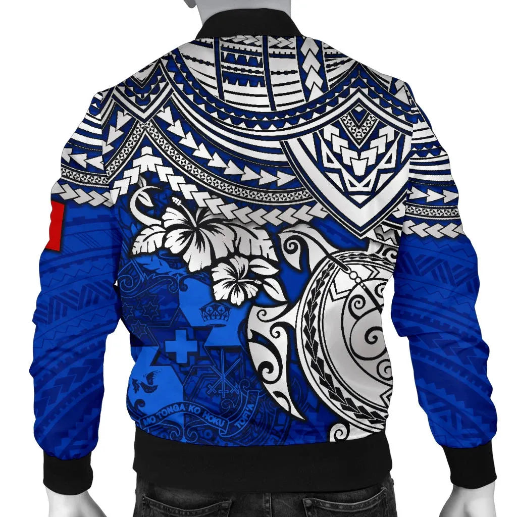 Tonga Polynesian Bomber Jacket - Blue Turtle