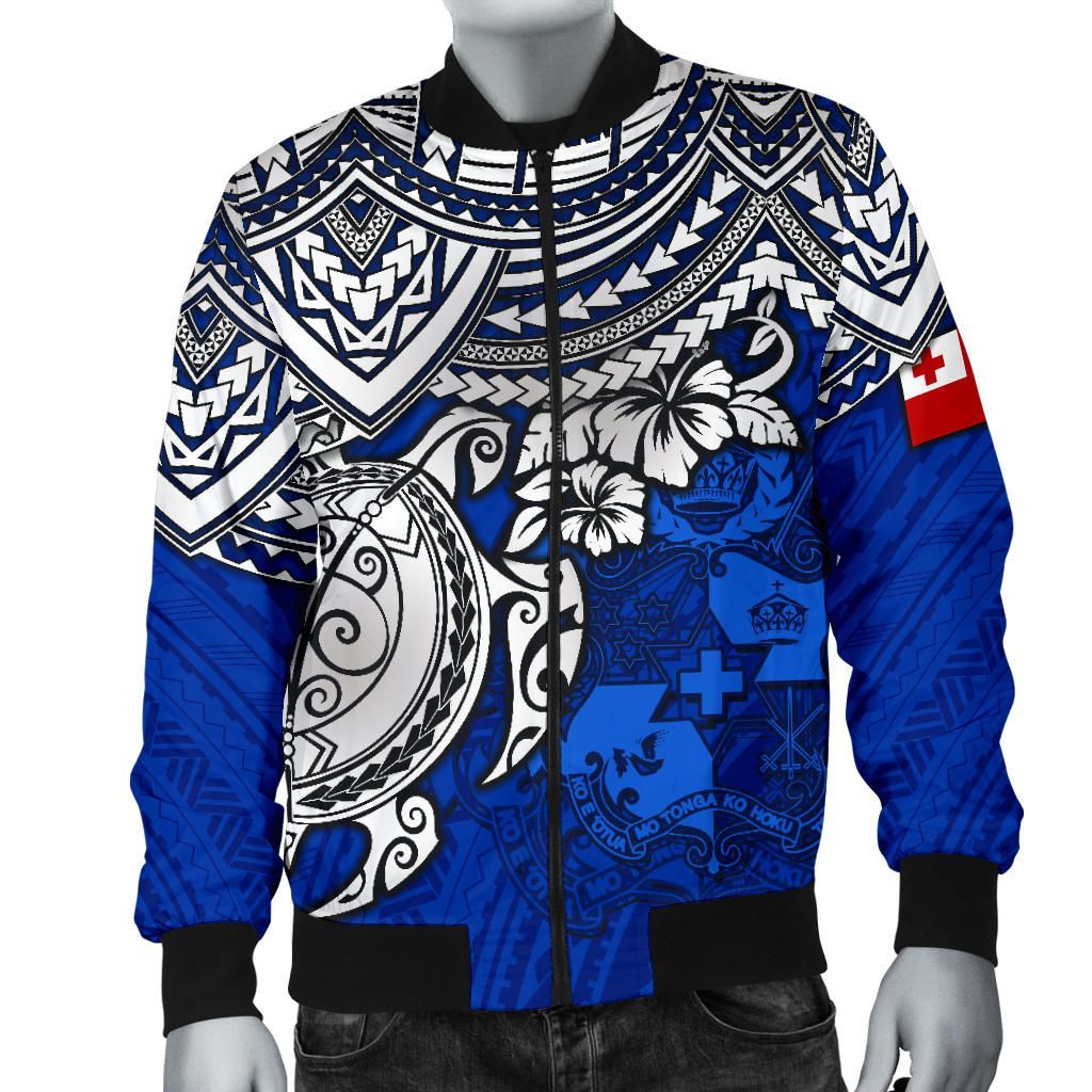 Tonga Polynesian Bomber Jacket - Blue Turtle