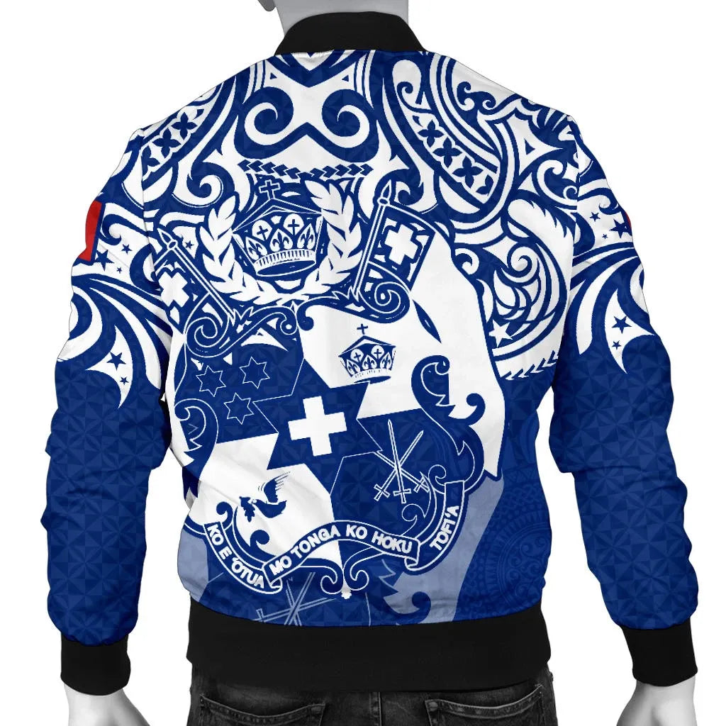 Tonga Polynesian Bomber Jacket - Tongan Pride (Bright Blue)