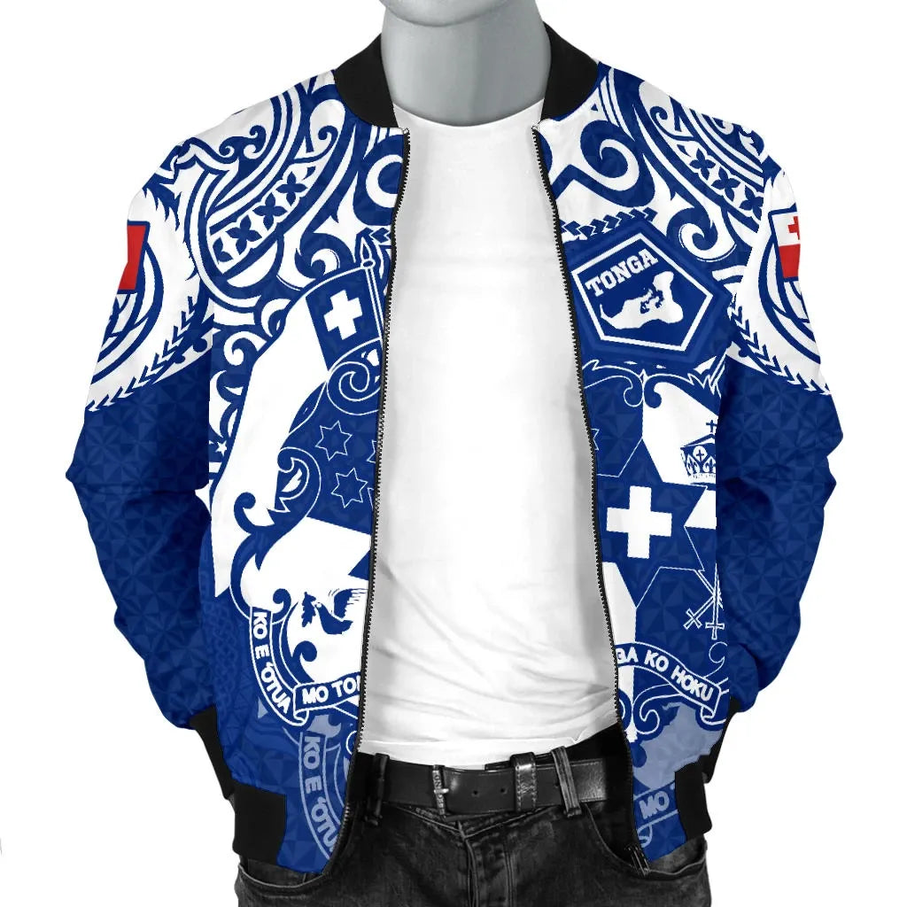 Tonga Polynesian Bomber Jacket - Tongan Pride (Bright Blue)