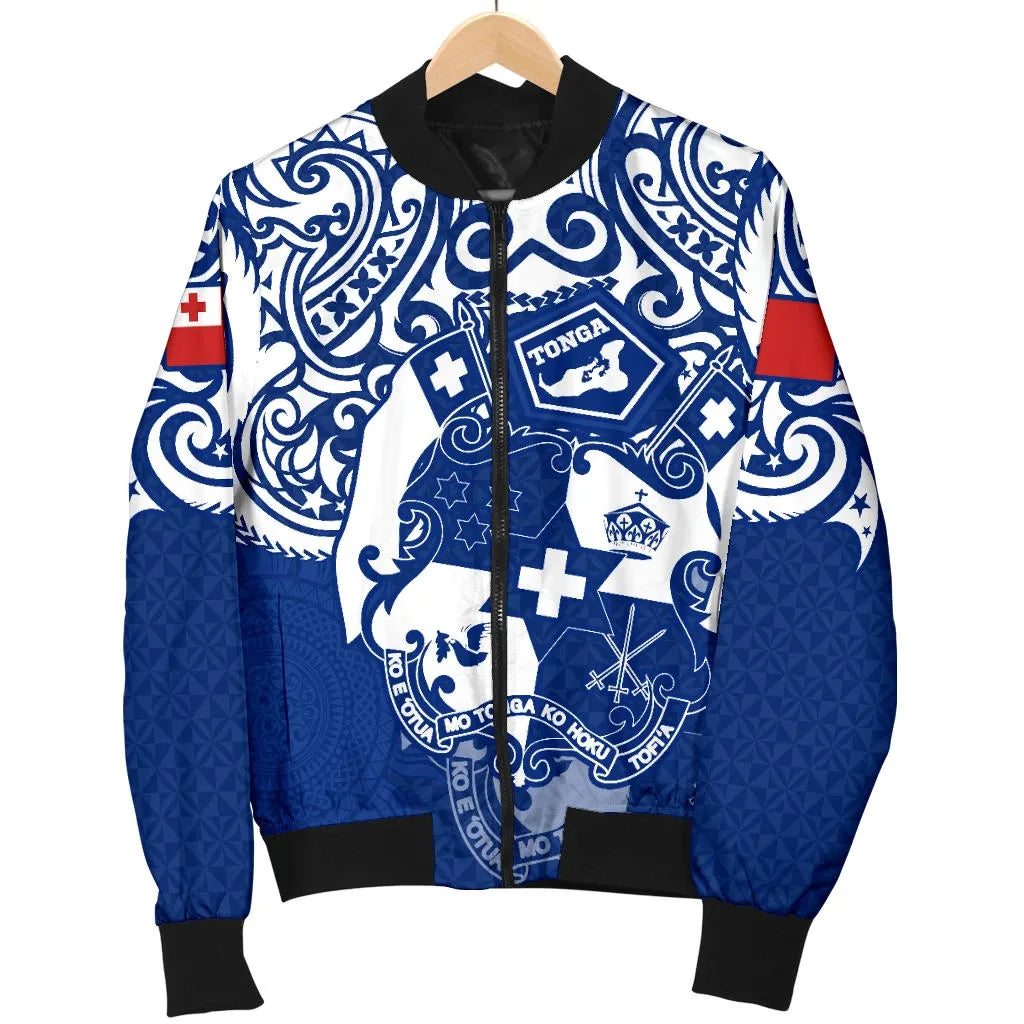 Tonga Polynesian Bomber Jacket - Tongan Pride (Bright Blue)