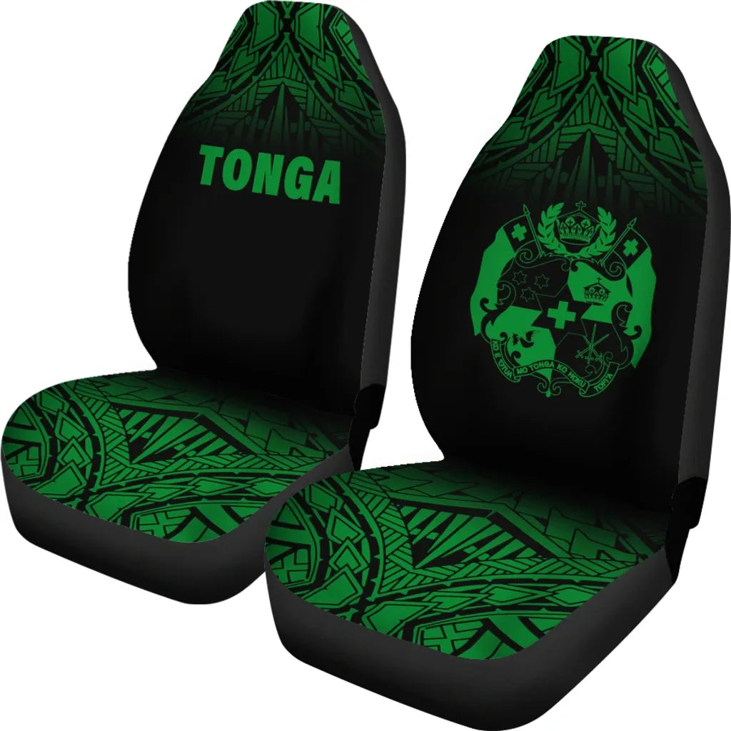 Tonga Car Seat Covers - Tonga Coat Of Arms Polynesian Tattoo Fog Green