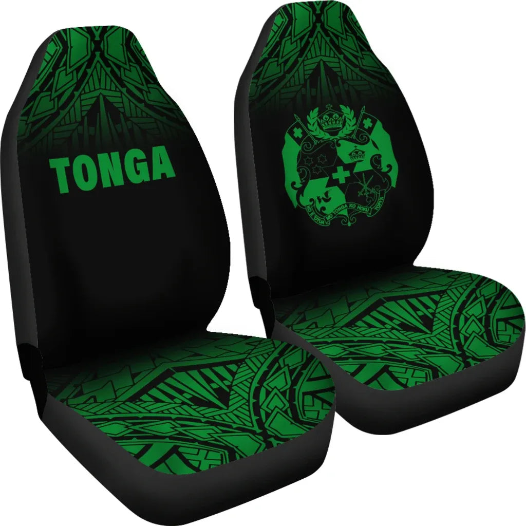 Tonga Car Seat Covers - Tonga Coat Of Arms Polynesian Tattoo Fog Green