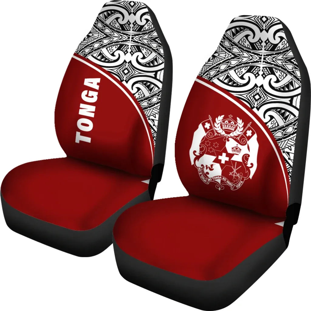 Tonga Car Seat Covers - Tonga Coat Of Arms Polynesian Tattoo Red Curve