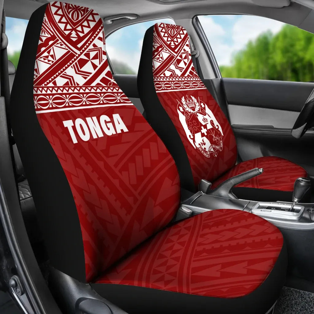 Tonga Car Seat Covers - Tonga Coat Of Arms Polynesian Tattoo Red