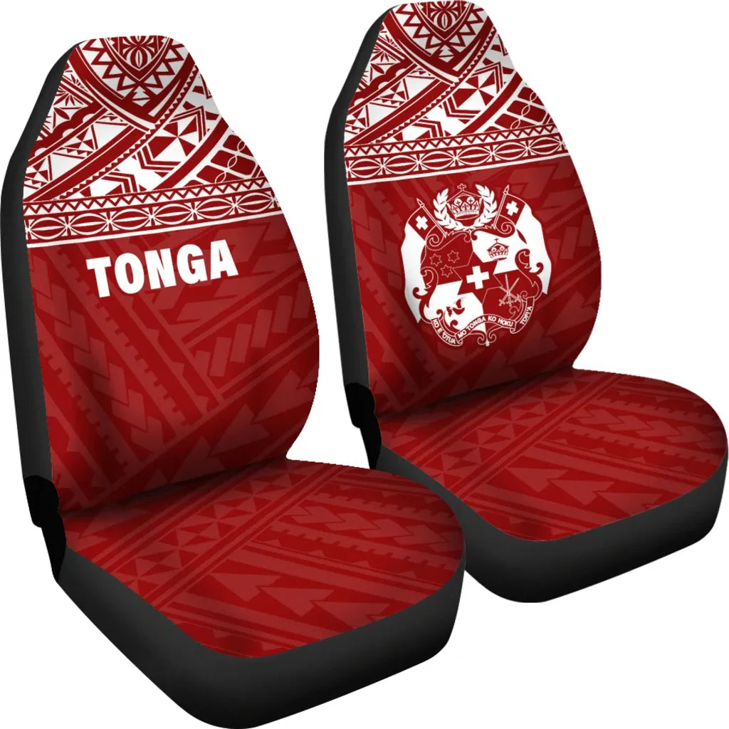 Tonga Car Seat Covers - Tonga Coat Of Arms Polynesian Tattoo Red