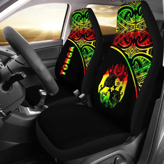 Tonga Car Seat Covers - Tonga Coat Of Arms Polynesian Tattoo Reggae Curve