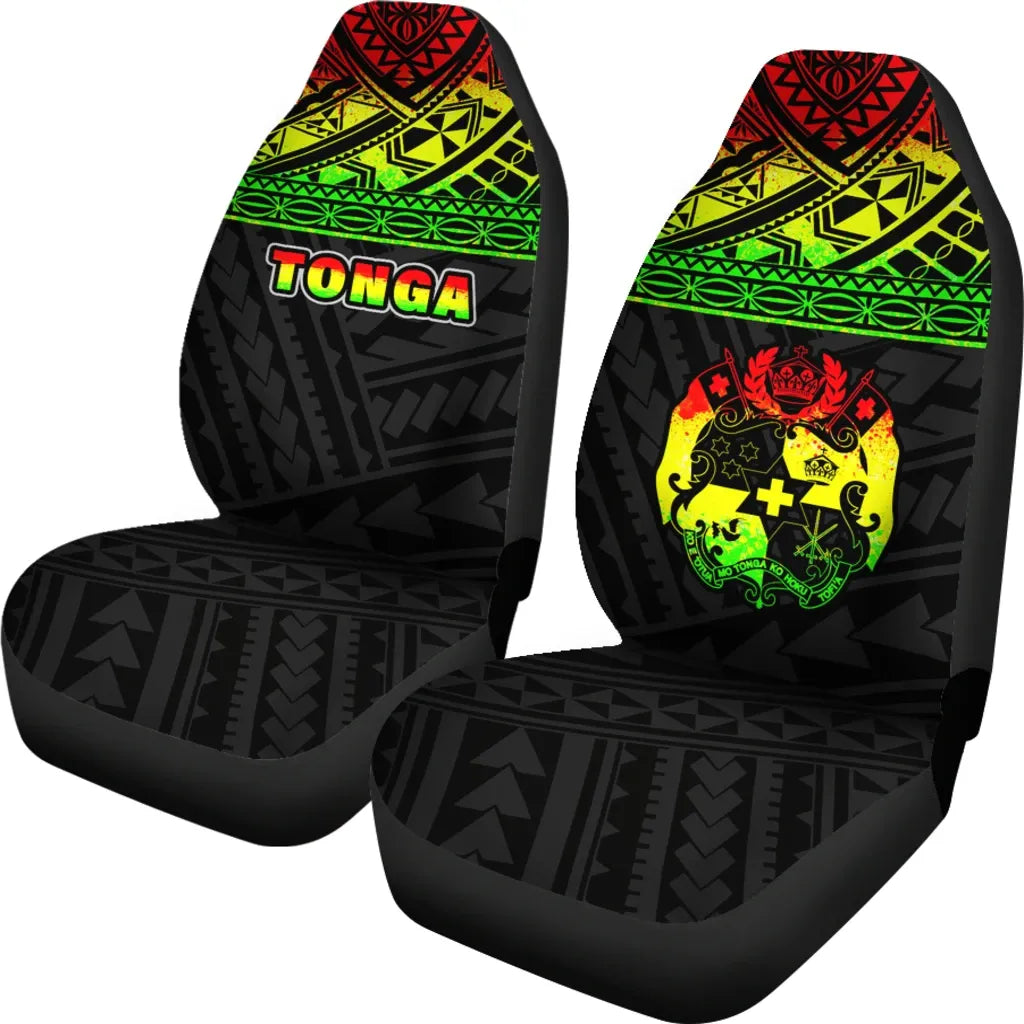 Tonga Car Seat Covers - Tonga Reggae Coat Of Arms Polynesian Tattoo