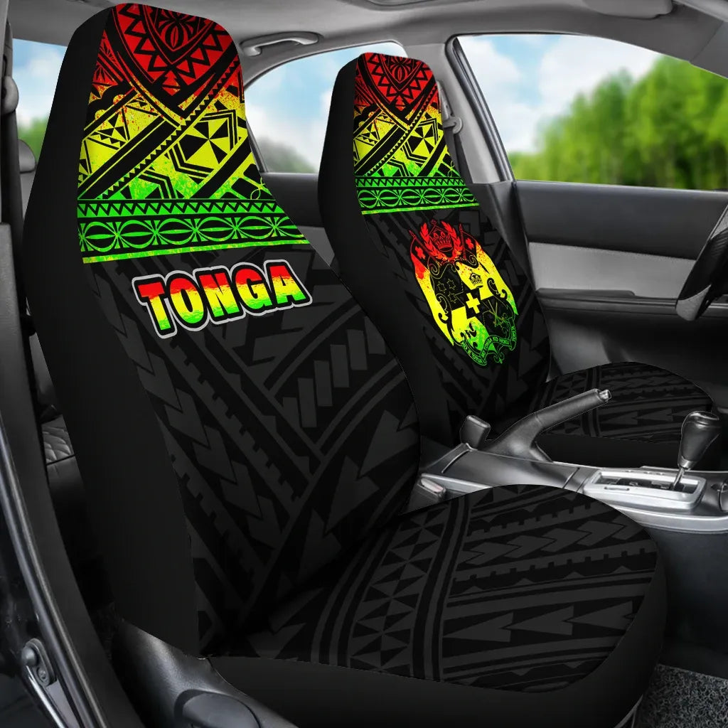 Tonga Car Seat Covers - Tonga Reggae Coat Of Arms Polynesian Tattoo