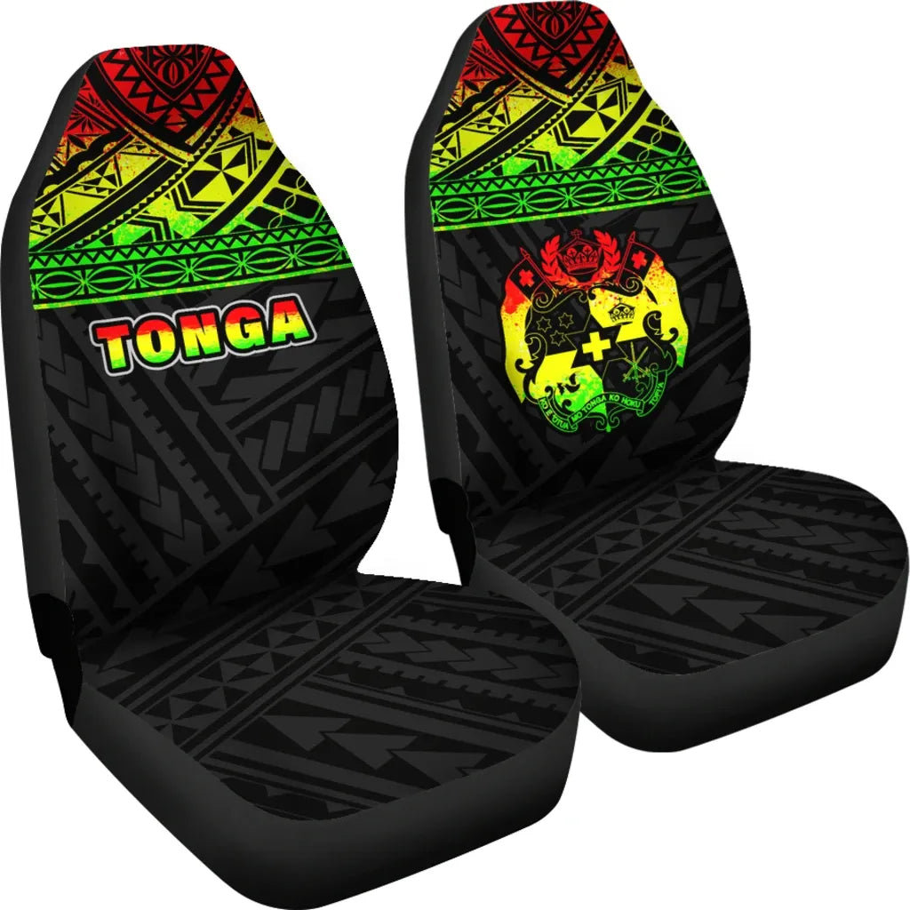 Tonga Car Seat Covers - Tonga Reggae Coat Of Arms Polynesian Tattoo