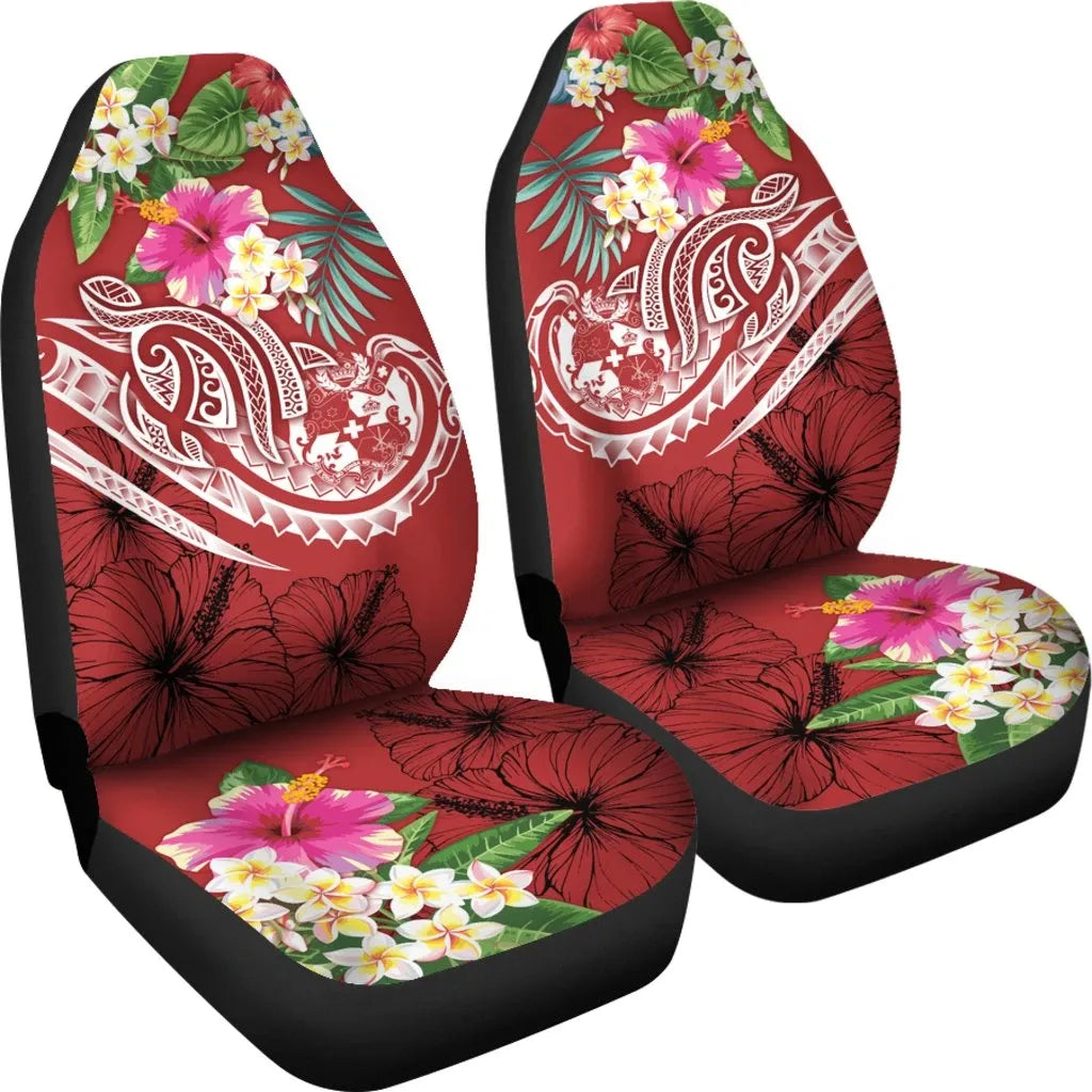 Tonga Polynesian Car Seat Covers - Summer Plumeria (Red)