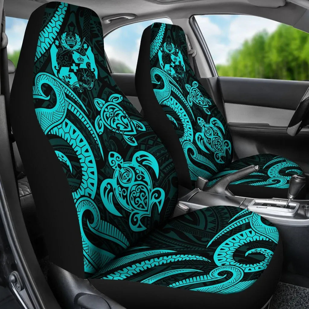 Tonga Polynesian Car Seat Covers - Turquoise Tentacle Turtle