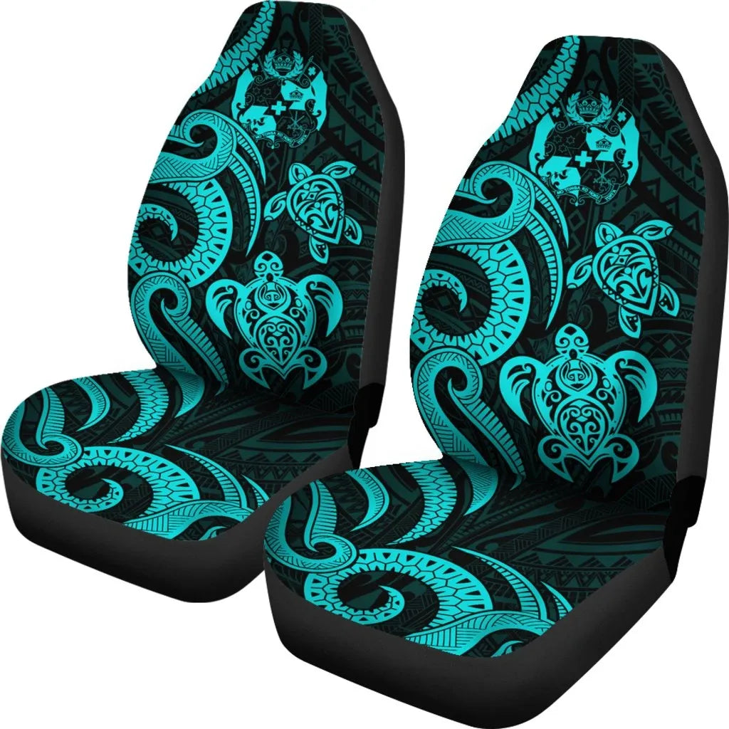 Tonga Polynesian Car Seat Covers - Turquoise Tentacle Turtle