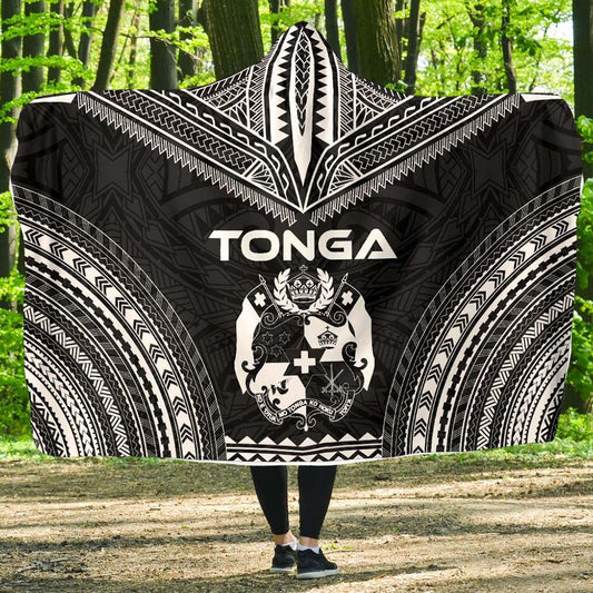 Tonga Polynesian Chief Hooded Blanket - Black Version