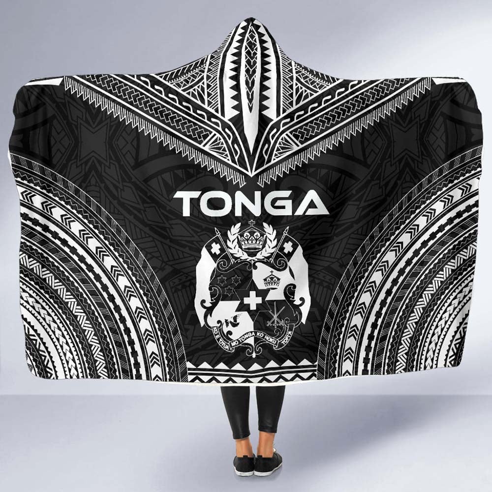 Tonga Polynesian Chief Hooded Blanket - Black Version