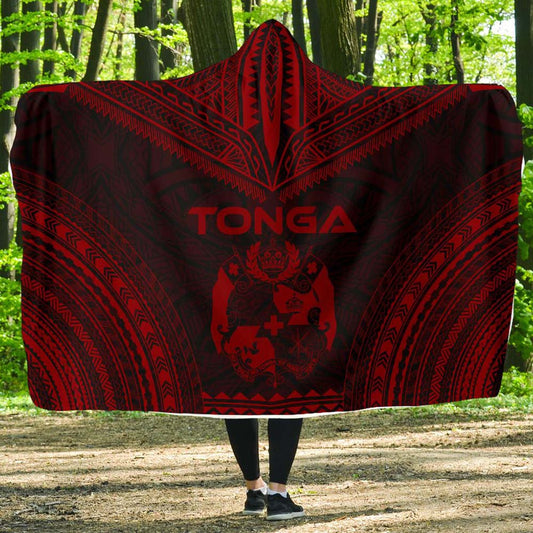 Tonga Polynesian Chief Hooded Blanket - Red Version