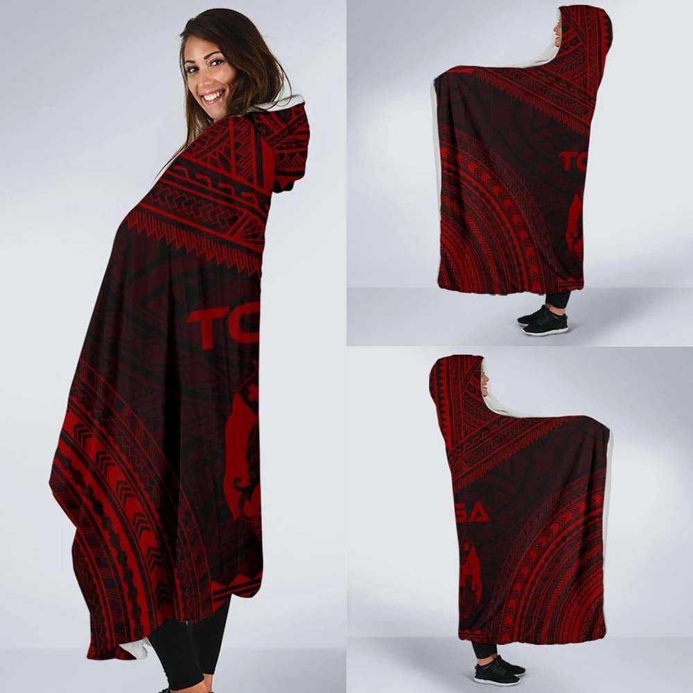 Tonga Polynesian Chief Hooded Blanket - Red Version
