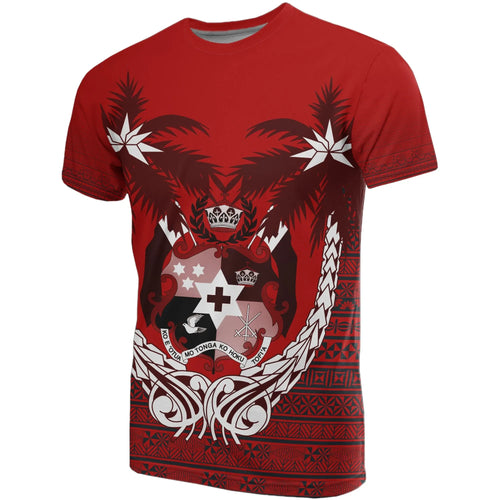 Tonga Polynesian T-Shirts - Tonga Coat Of Arms Coconut Tree