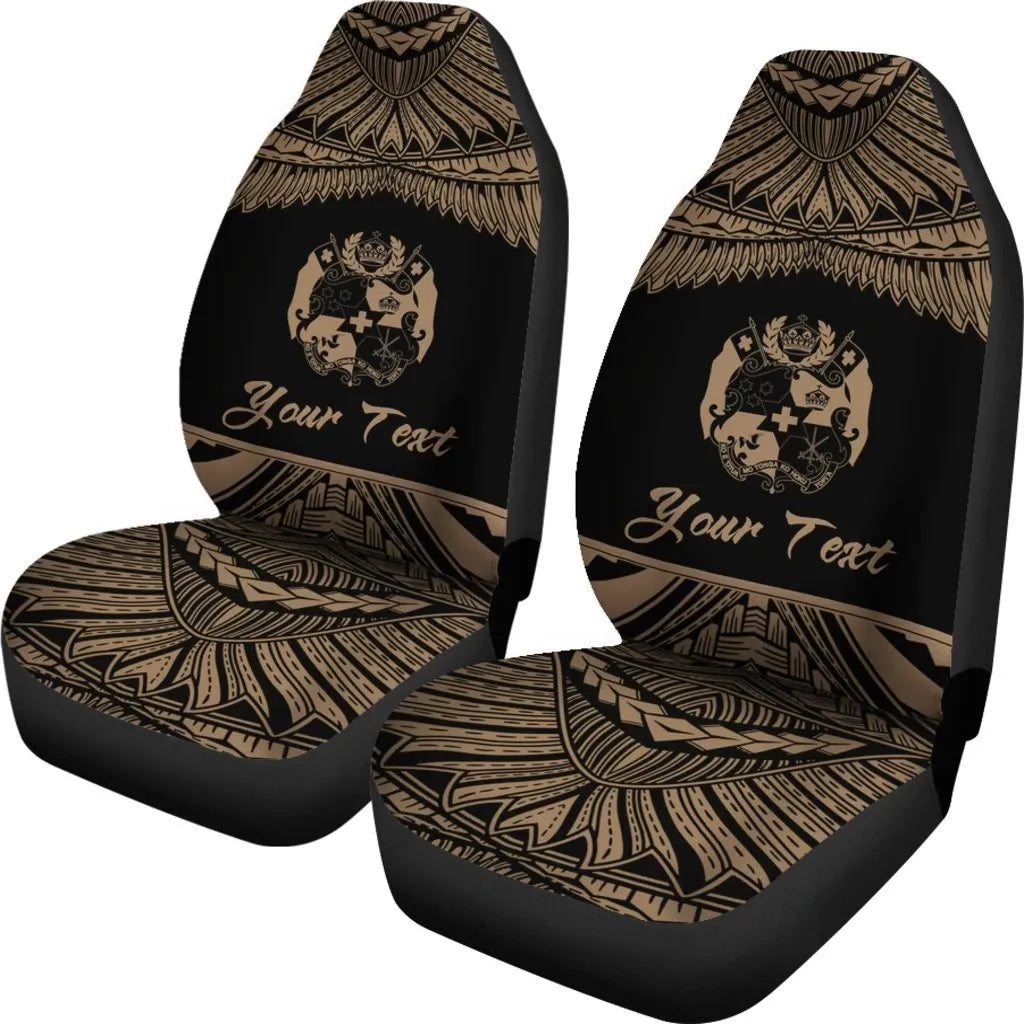Tonga Polynesian Custom Personalised Peisonalised Car Seat Covers - Pride Gold Version