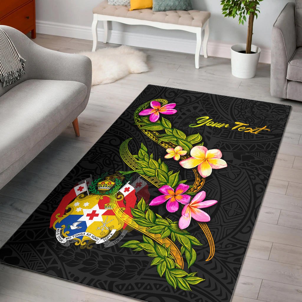 Tonga Polynesian Custom Personalised Area Rug - Plumeria Tribal