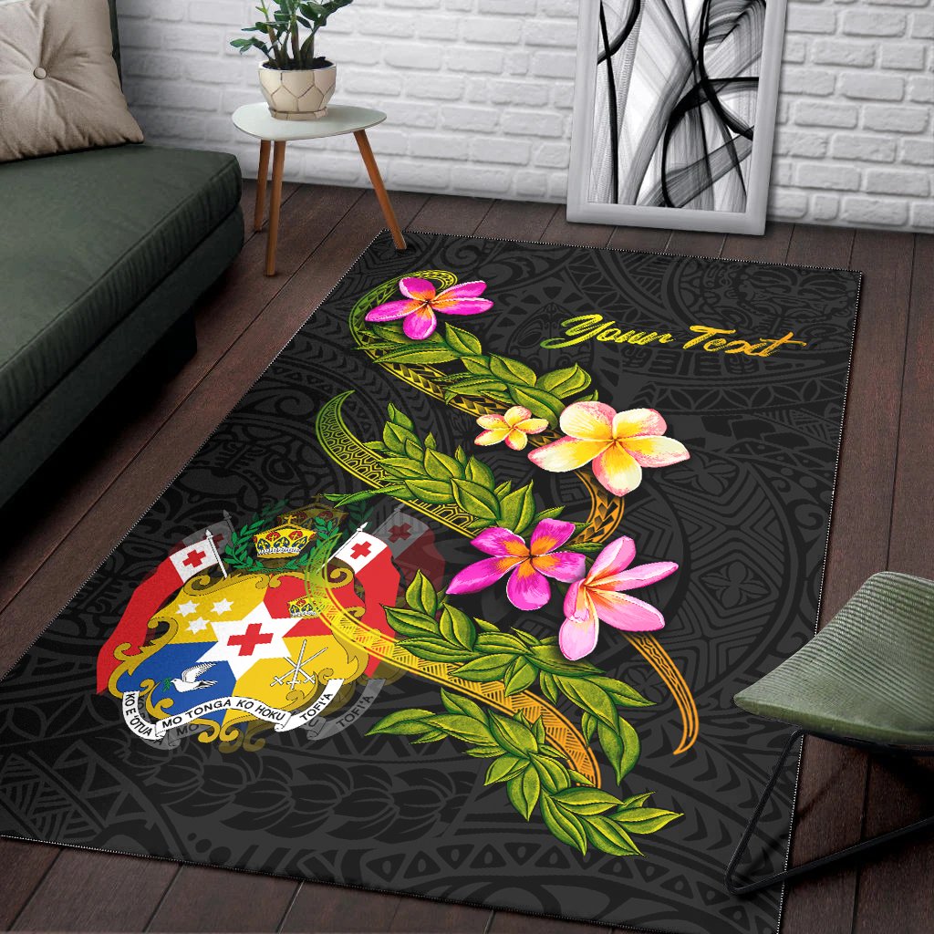 Tonga Polynesian Custom Personalised Area Rug - Plumeria Tribal
