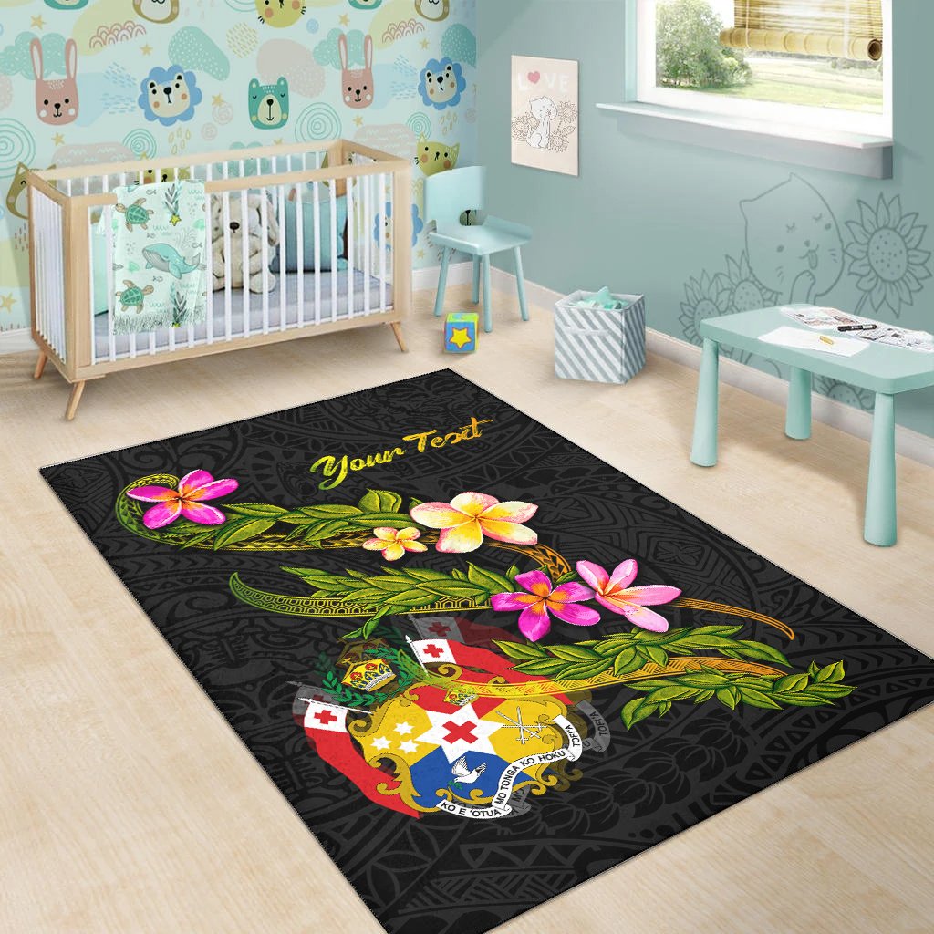 Tonga Polynesian Custom Personalised Area Rug - Plumeria Tribal