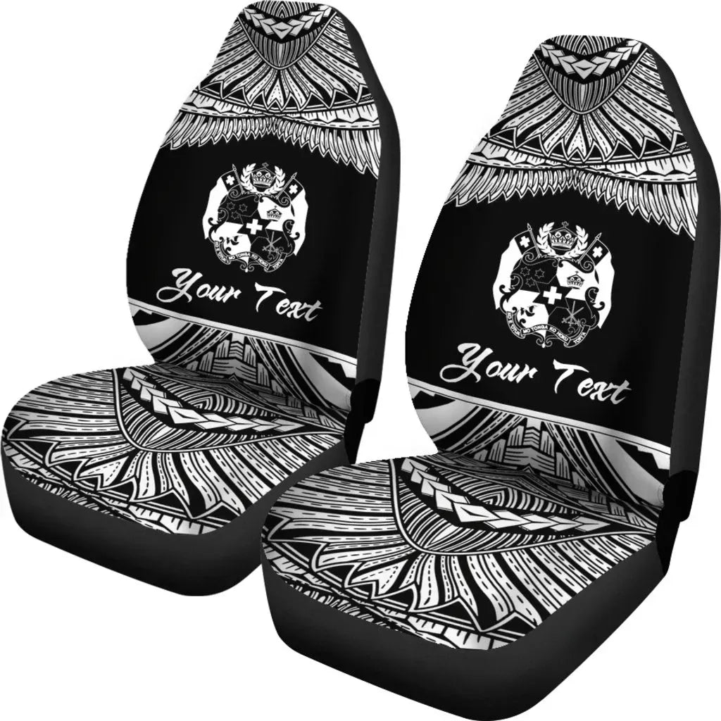 Tonga Polynesian Custom Personalised Car Seat Covers - Pride White Version
