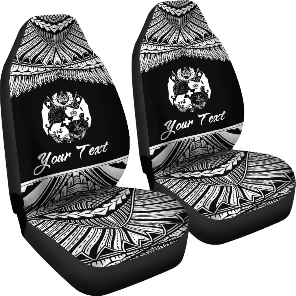 Tonga Polynesian Custom Personalised Car Seat Covers - Pride White Version