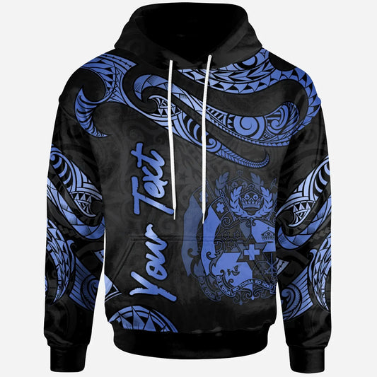 Tonga Polynesian Custom Personalised Hoodie - Poly Tattoo Blue Version
