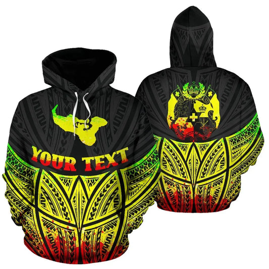 Tonga Polynesian Custom Personalised Hoodie Reggae Pride Map nd Seal