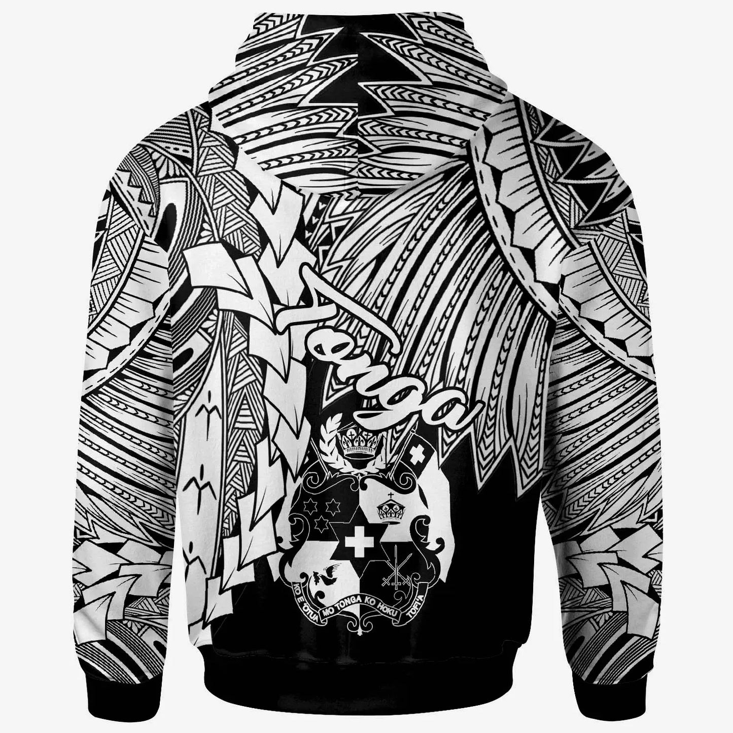 Tonga Polynesian Custom Personalised Hoodie - Tribal Wave Tattoo White