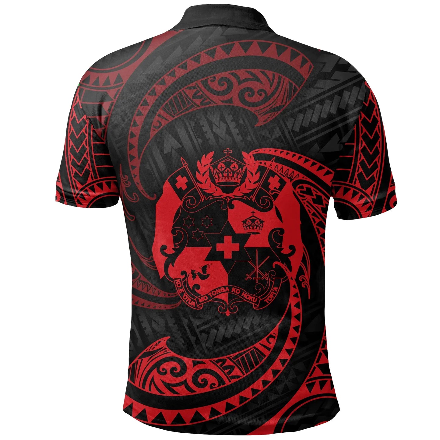 Tonga Polynesian Custom Personalised Polo Shirt - Red Tribal Wave
