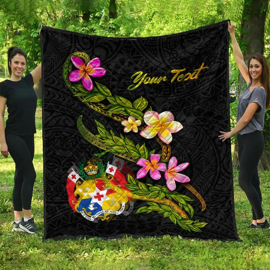 Tonga Polynesian Custom Personalised Quilt - Plumeria Tribal