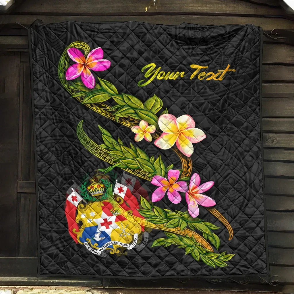 Tonga Polynesian Custom Personalised Quilt - Plumeria Tribal