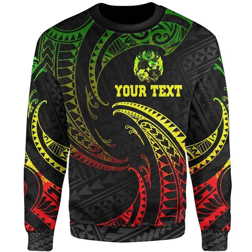 Tonga Polynesian Custom Personalised Sweatshirt - Reggae Tribal Wave