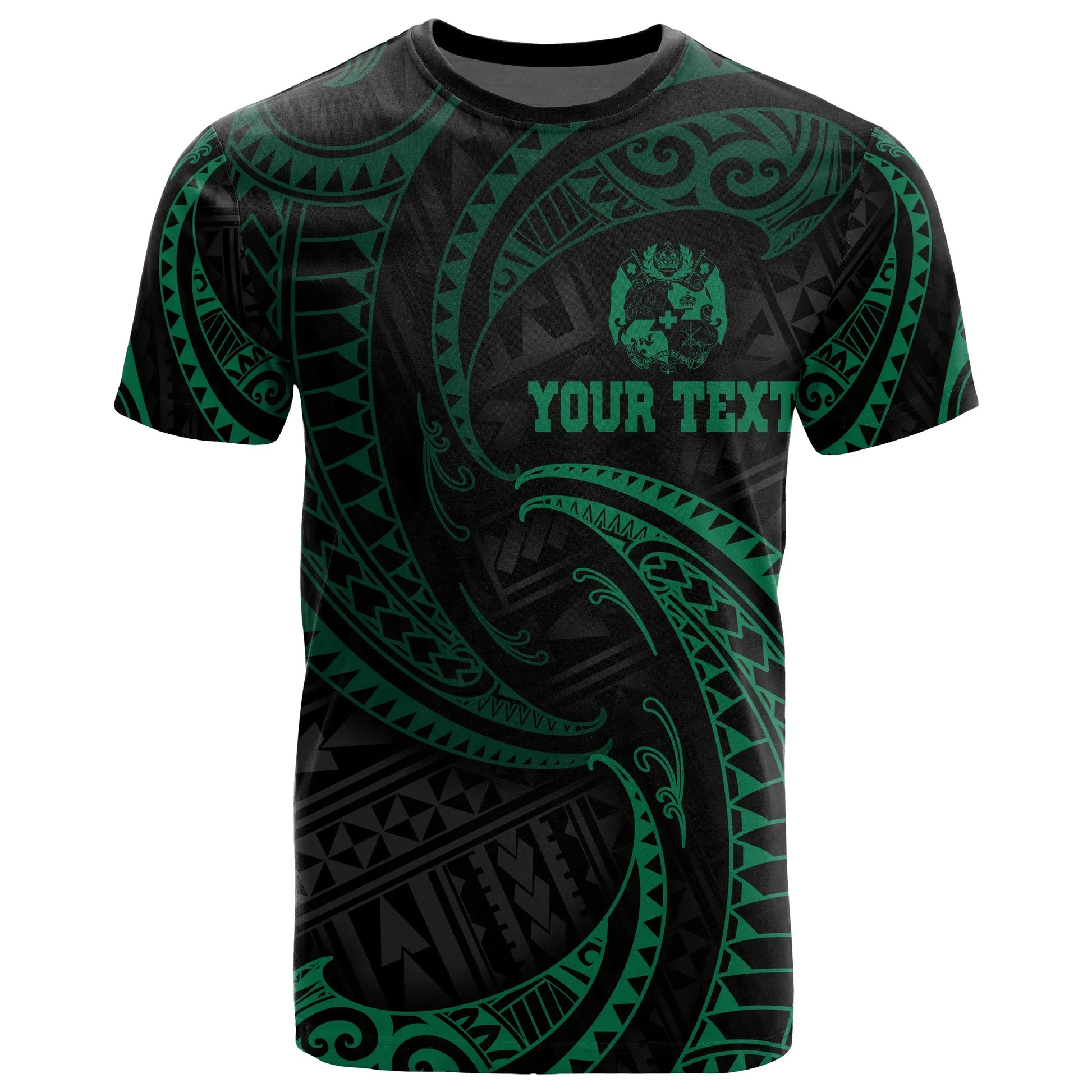 Tonga Polynesian Custom Personalised T-Shirt - Green Tribal Wave