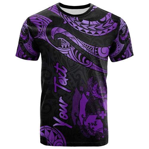 Tonga Polynesian Custom Personalised T-Shirt - Poly Tattoo Purple Version