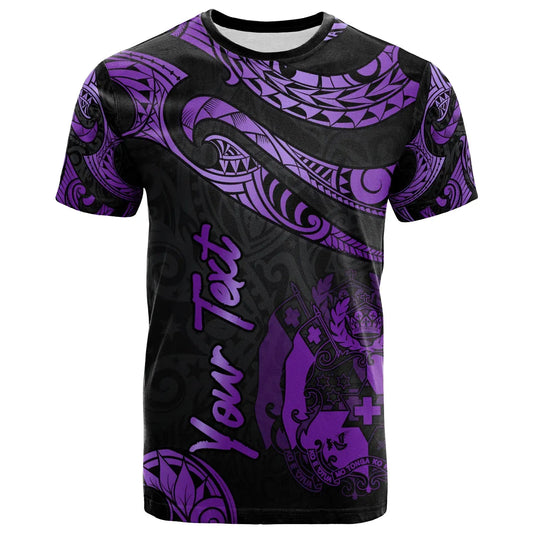 Tonga Polynesian Custom Personalised T-Shirt - Poly Tattoo Purple Version