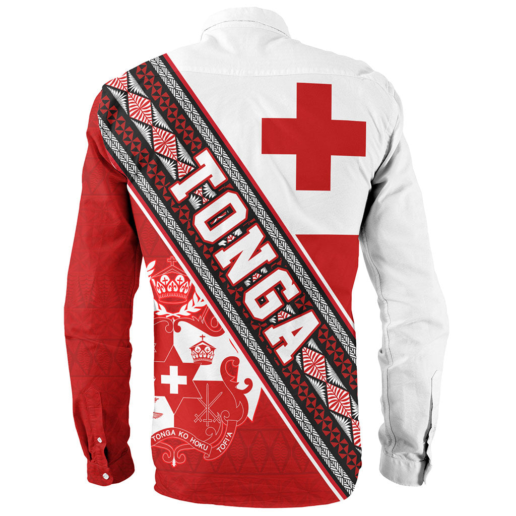 Tonga Long Sleeve Shirt Ngatu Flag And Coat Of Arms