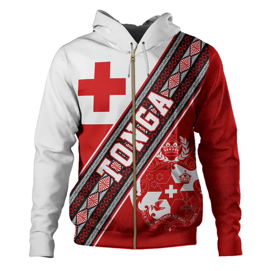 Tonga Hoodie Ngatu Flag And Coat Of Arms