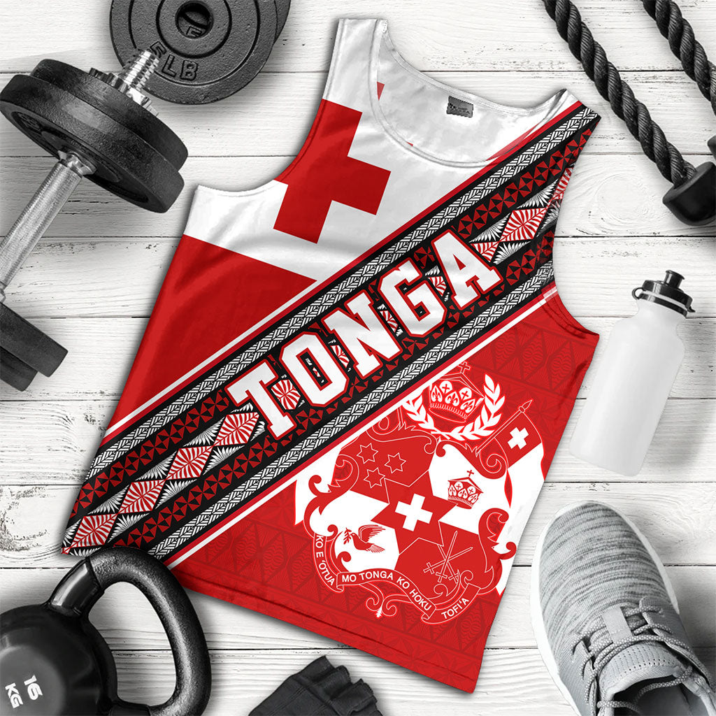 Tonga Tank Top Ngatu Flag And Coat Of Arms