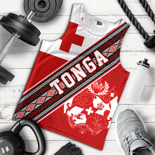 Tonga Tank Top Ngatu Flag And Coat Of Arms