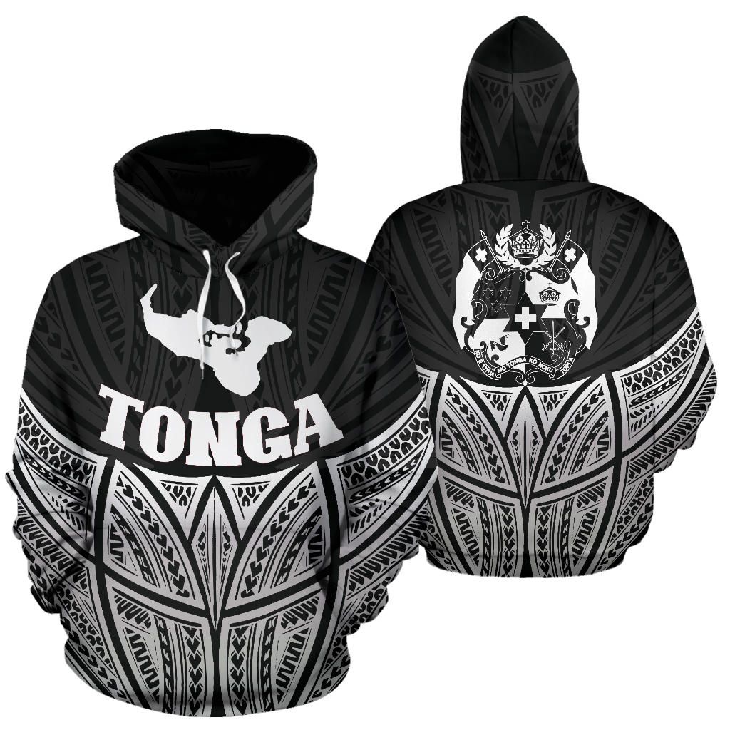 Tonga Polynesian Hoodie Black Pride Map nd Seal