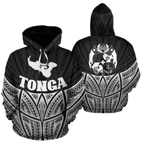 Tonga Polynesian Hoodie Black Pride Map nd Seal