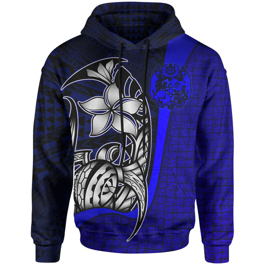 Tonga Polynesian Hoodie Blue - Turtle with Hook
